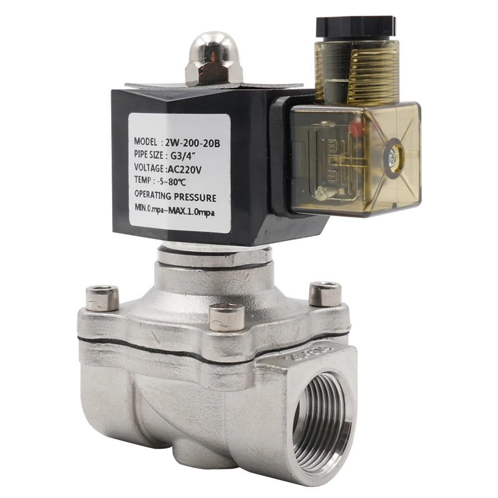 G3/8" to G2",Normally Closed Solenoid Valve,304 Stainless Steel Water Oil Valves,Moisture Proof,AC 110V 220V 380V 24V,DC 12V 24V