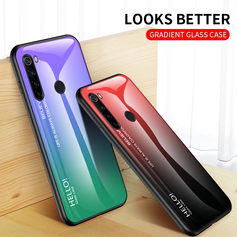 Для Xiaomi Redmi 7 6 7A 5 S2 Y2 K20 Note 8 7 6 Pro 7S Модный градиентный цвет противоударный чехол для телефона чехол из закаленного стекла