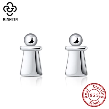 

Rinntin 925 Sterling Silver Women Stud Earrings Smooth Classic Chess Pawn Original Fine Jewelry Accessories Gift TSE134