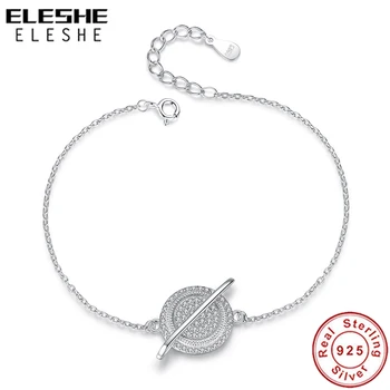

ELESHE Authentic 925 Sterling Silver Travel Galaxy Planet Charm Bracelet Adjustable Chain Bracelet for Women Christmas Jewelry