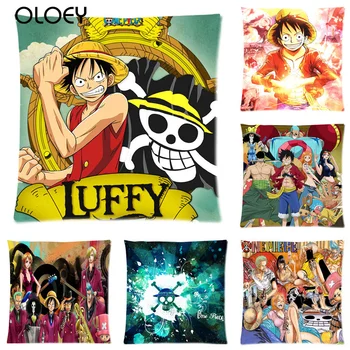 

Classic Cartoon Luffy Image Square Polyester Soft Cushion Cover 45cmx45cm Home Bedroom Office Hotel Car Decoration Cushion Cover