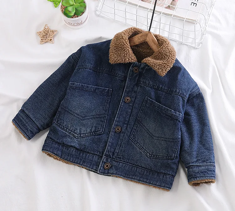 Toddler Boy Coat Autumn Winter Thicken Lambswool Denim Jackets for Boys Kids Clothing High Quality Casual Child Jackets