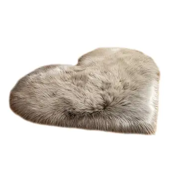

Sweet Heart Shape Floor Mat Plush Faux Wool Rug Chair Cover Warm Carpet Seat Pad