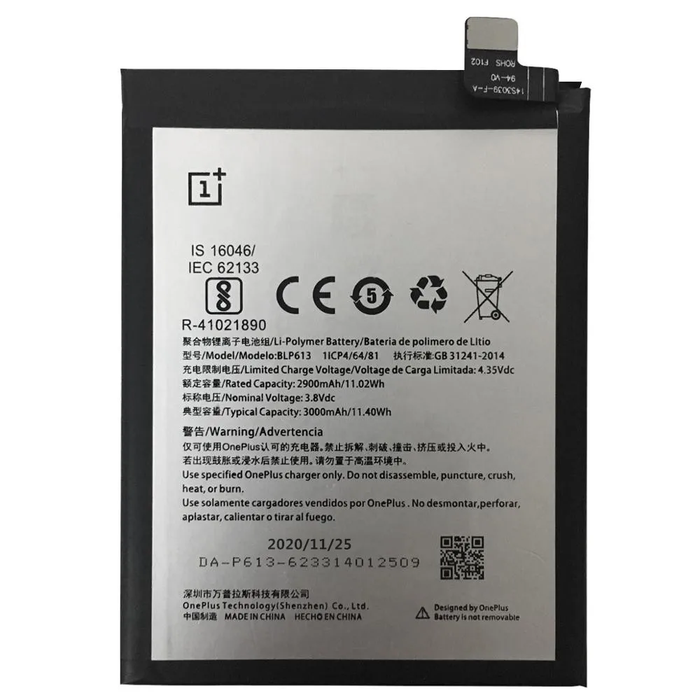 100% Оригинальный аккумулятор 3000 мАч для OnePlus 3 One Plus BLP613 высококачественный