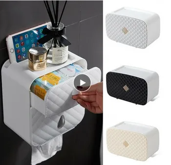 

Storage Box Tissue Paper Box Waterproof Wall Mount Toilet Paper Holder Storage Towel Bathroom Rack Bathroom Toilet Tissue Tube