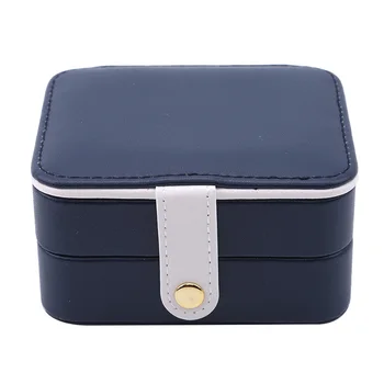 

1PC Two Layers PU Storage Jewellery Box For Ring Necklace Earrings Jewelry Organizer Box With Mirror Portable Makeup