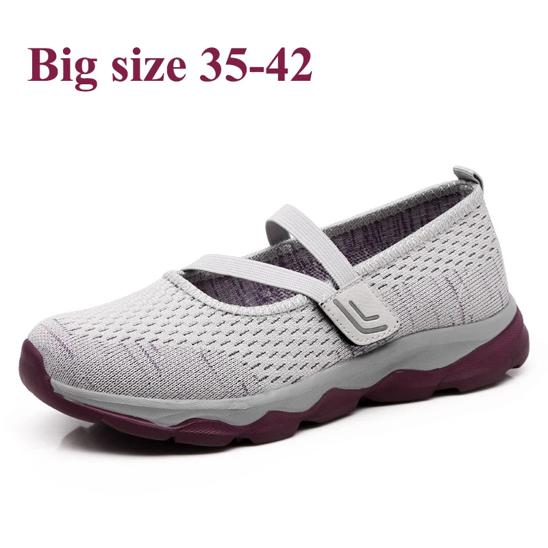 

Size 35-42 Summer Breathable Mesh Sneakers Women Massage Soft Mother Flats Non-slip Sport Walking men dress soes