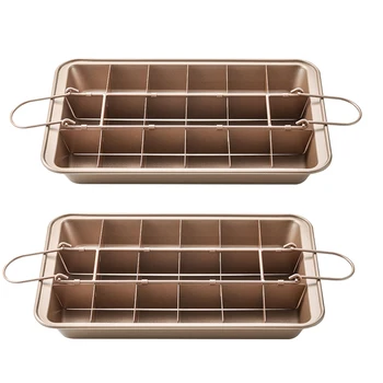 

2x Nonstick Brownie Pan 18-Cavity Precut DIY Baking Tray Cookware Tool