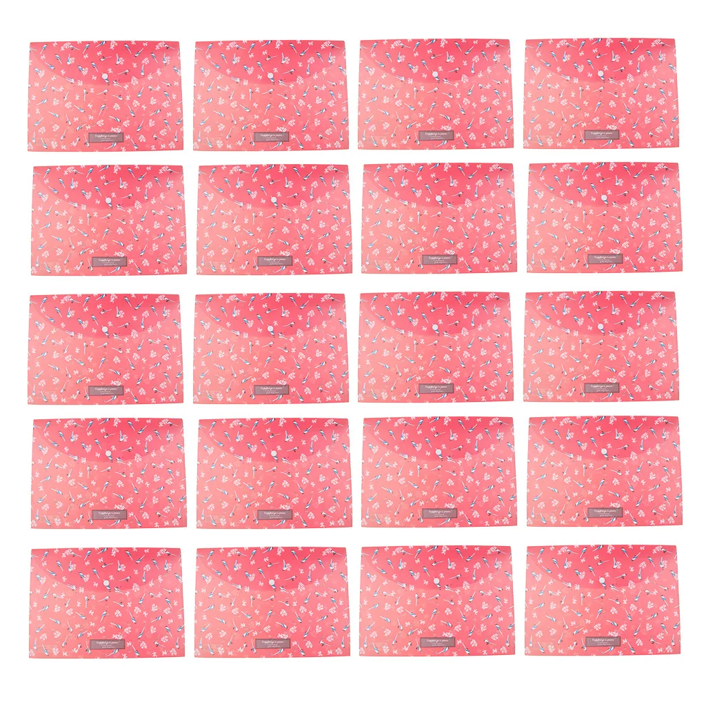 20 Pcs Beautiful Flower Plastic Envelope File Document Folder with Snap Closure for Important Papers Document, 4 Colors