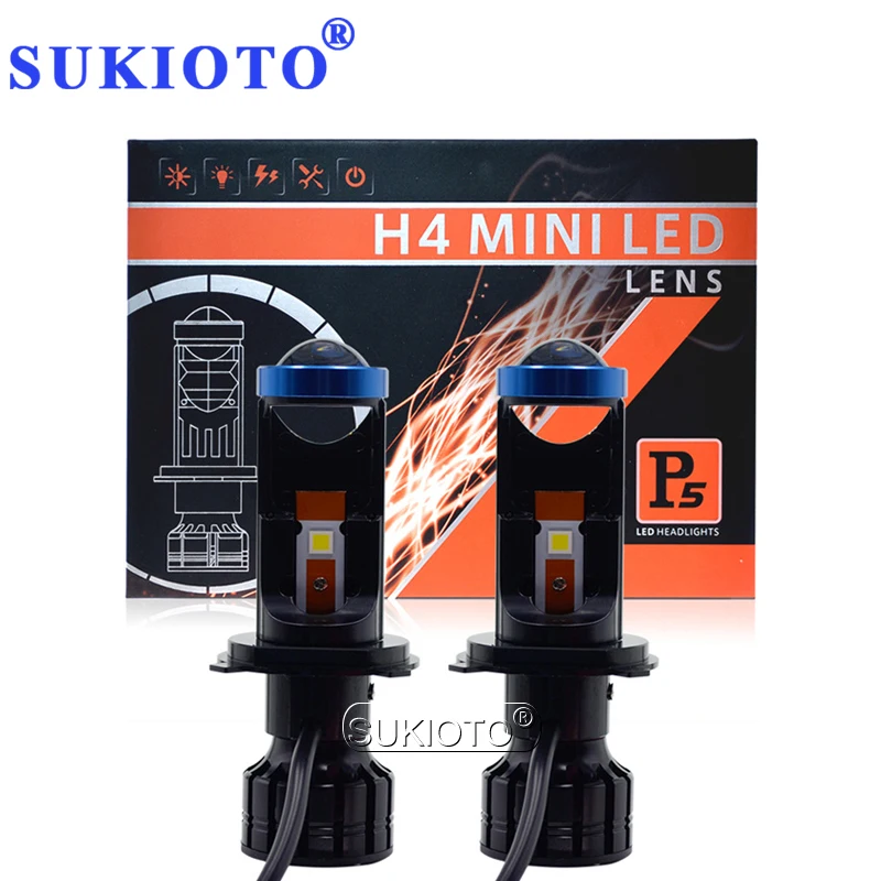 Светодиодные мини-проекторы SUKIOTO 2 шт. P5 H4 дальнего/ближнего света 12 В 24 6000K 70 Вт лм
