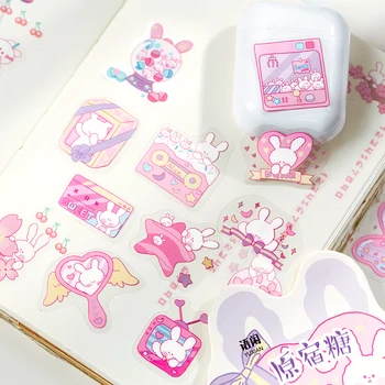 

40 pcs/bag Cute bobo Rabbit PET Stickers Set Scrapbooking Stickers For Journal Planner Diy Crafts Scrapbooking Diary