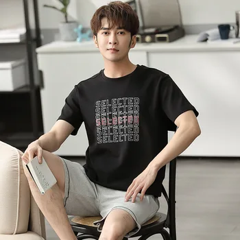 

Pajamas Men Summer Pure Cotton Short Sleeve Shorts Clothing Thin Summer Casual Loose Plus-sized Set