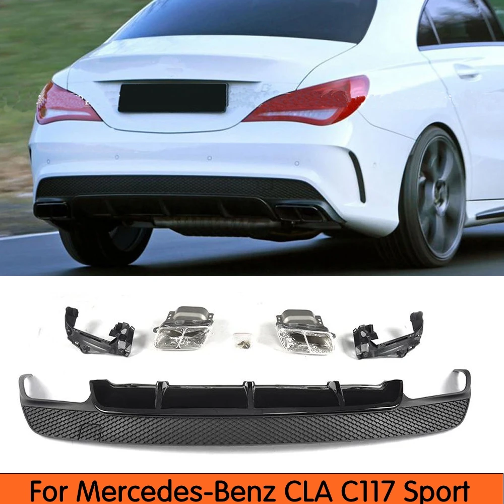 Задний спойлер с выхлопными наконечниками для Mercedes CLA Class W117 CLA260 CLA45 2013- PP плавники диффузор пластина
