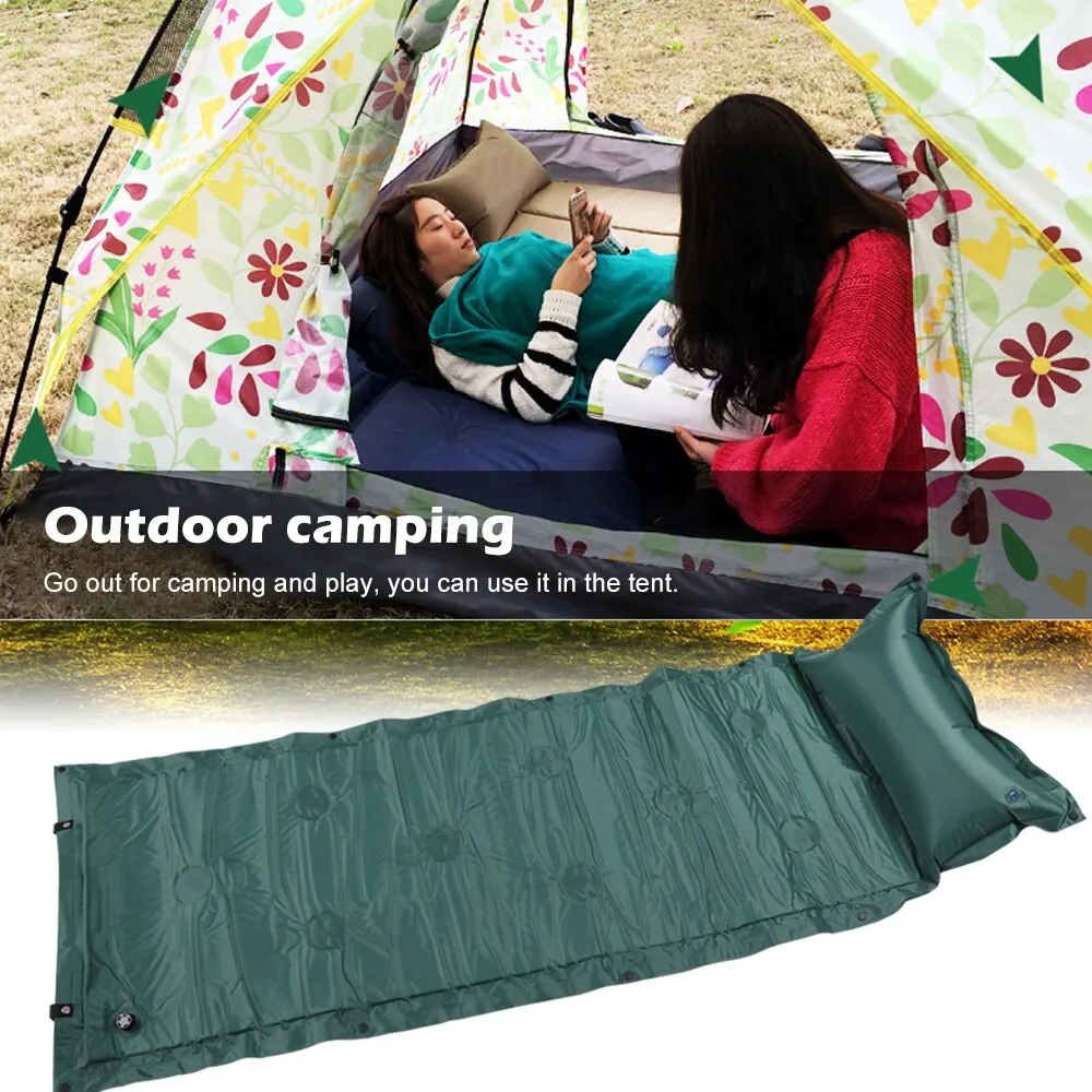 

Soft Sleeping Bed Self Inflating Camping Roll Mat Inflatable Pillow Air Mattress Bag Camping Pad Picnic Beach Mat Sand Mat Z25