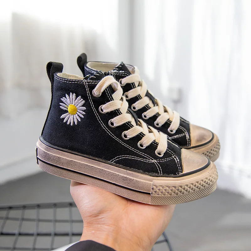 

Children's Canvas Shoes 2020 Spring New Kid's High Board Net Explosions Small Daisy Board Shoes Boys/girls Retro Dirty Shoes