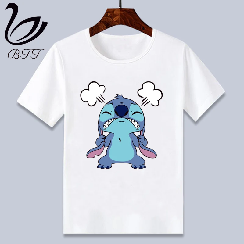 Funny Angry Stitch Cartoon Boys T Shirt Summer Children T-Shirt for Boy Baby Girls Tops Kids Tshirt Cartoon Tee Shirts Clothes