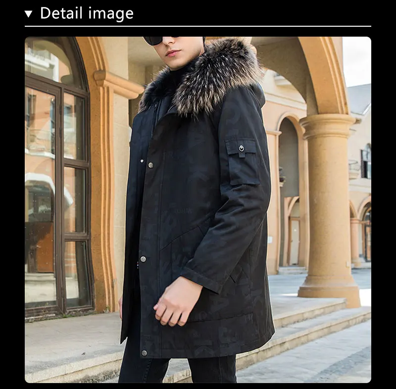 Novmoop, корейский Повседневный стиль, черная подкладка из овечьего меха, воротник из лисьего меха, мужской Тренч, зимняя длинная парка, пальто erkek, Монт Кабан, LT2935