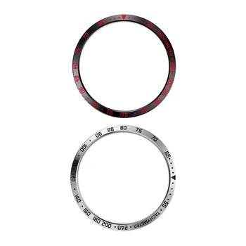 

2 Pcs for Samsung Galaxy Watch 46mm Smart Watch Bezel Ring Adhesive Cover Anti Scratch Ring - Black Red & Silver Color