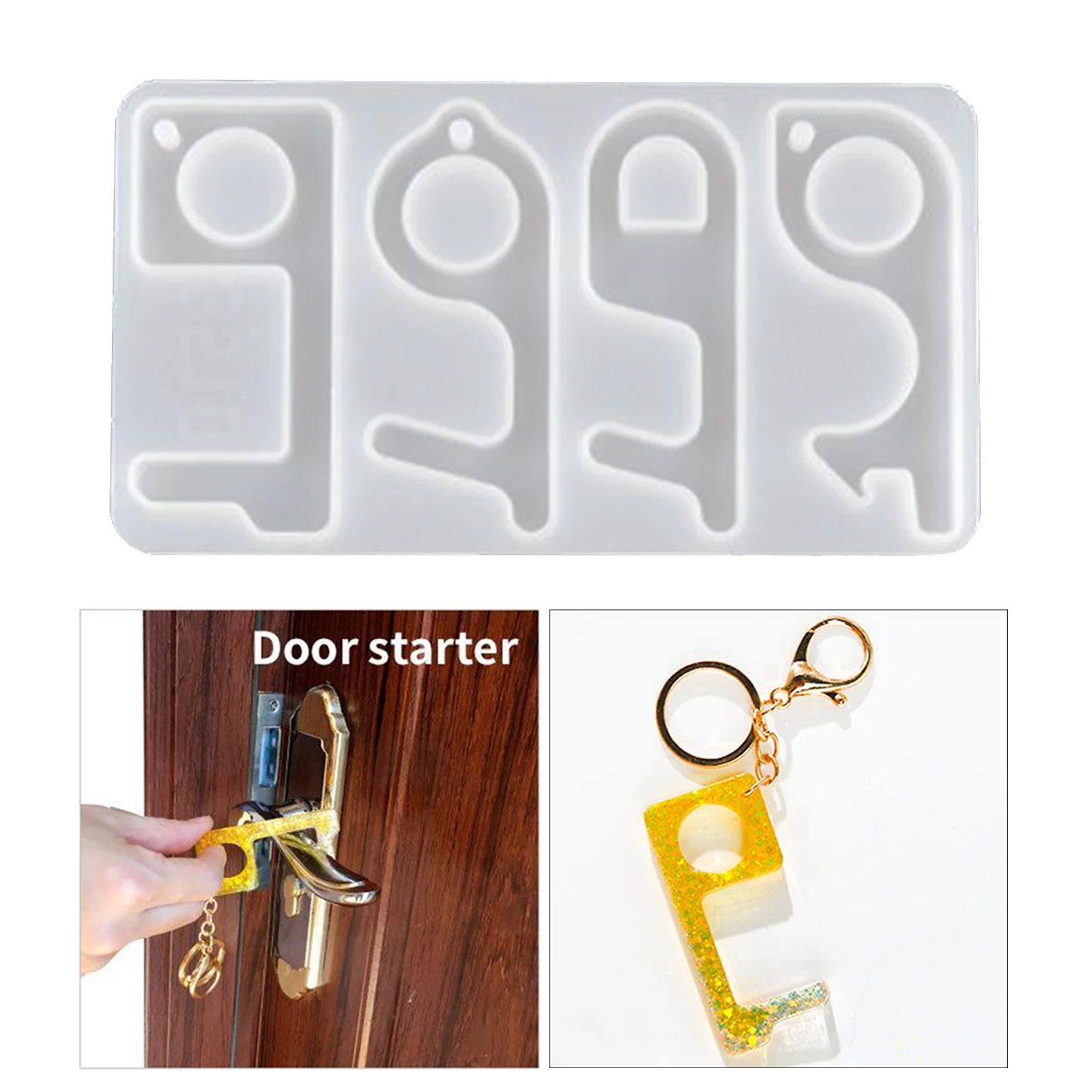DIY Keychain Epoxy Resin Silicone Mold for Making Touchless Door Opener Keys 8.3x14.8x0.8cm