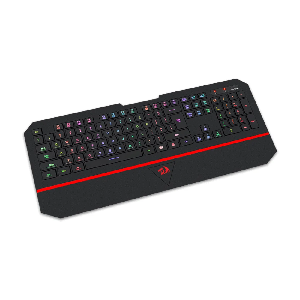 Redragon K502 Gaming Keyboard Wired Chocolate Backlight 104 KeySilent Keyboard Ergonomic with Wrist Rest for Windows PC Games
