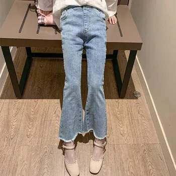 

Cuhk Children's Denim Flared Pants Spring Teenager Girl Casual Thin Jeans Cotton Blend Toddler Kids Cowboy Skinny Girls Trousers