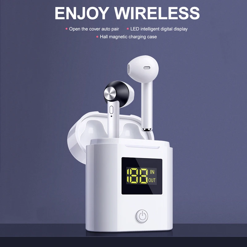 Hanven D019 V5.0 TWS наушники Спорт бас гарнитура со светодиодным дисплеем зарядное