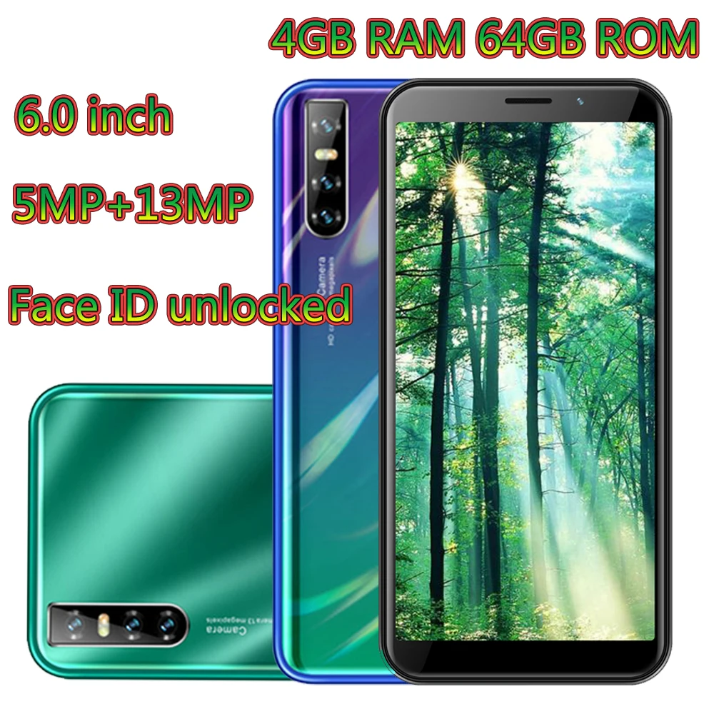 9X Pro Quad Core 6,0 zoll Handys Original Android Entsperrt MTK Smartphones 4G RAM 64G ROM Celulares gesicht ID Handys