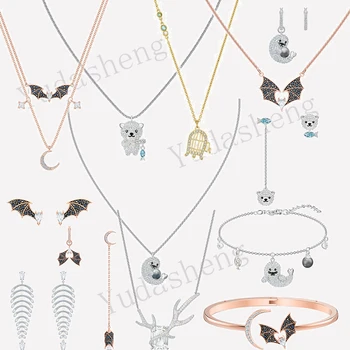 

SWA Tif Original Necklace Bracelet Bat Halloween Bear Seal Bird Cage Stars Moon Wholesale Prom Jewelry