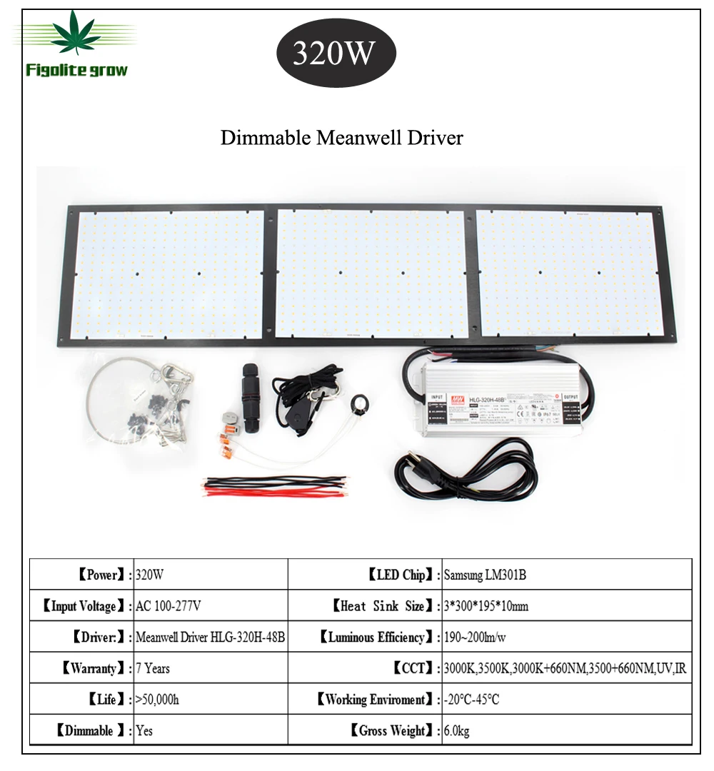 Comprar Figolite crecer cuántica Junta regulable UV IR led crecer luz QB288 LM301B 120W 240W 320W 480W con conductor Meanwell 7 años de garantía