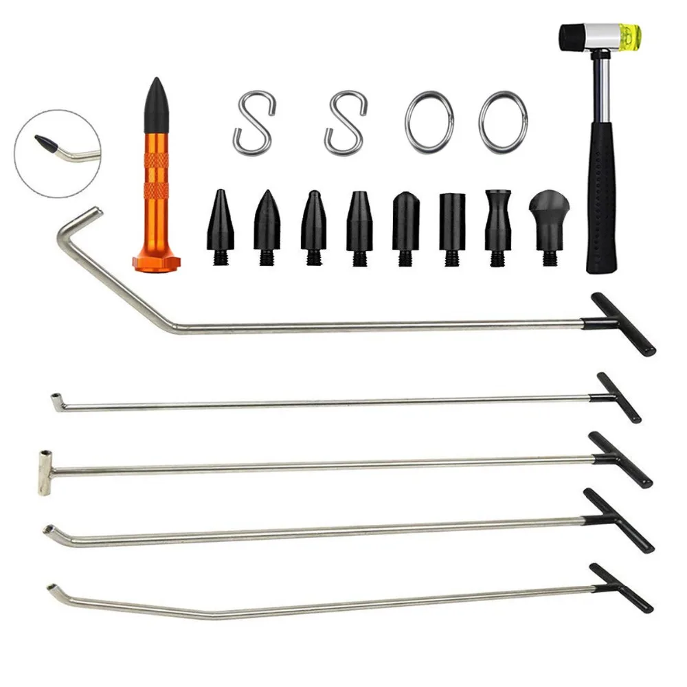 

PDR TOOLS HOOK TOOLS PUSH ROD BLACK CAR CROWBAR PAINTLESS DENT REPAIR TOOLS TAP DOWN S HOOKS DING HAIL PULLER SET