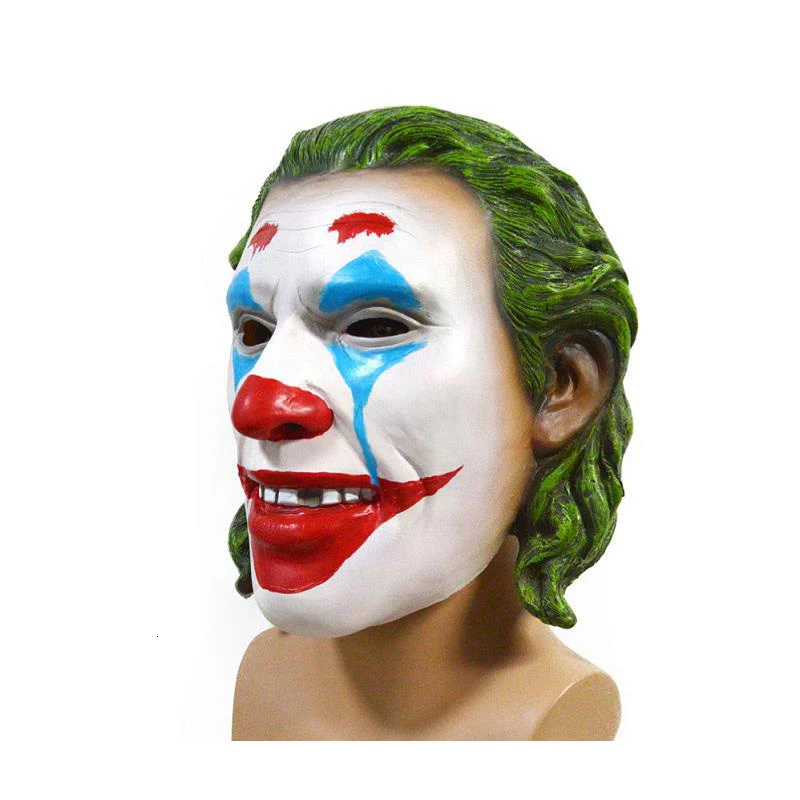 Clwon Joker Joaquin маска Феникса Джокер ужас страшный Косплей Бэтмен Темный рыцарь с волосами Артура флека Хэллоуин латексные реквизиты - Цвет: 2