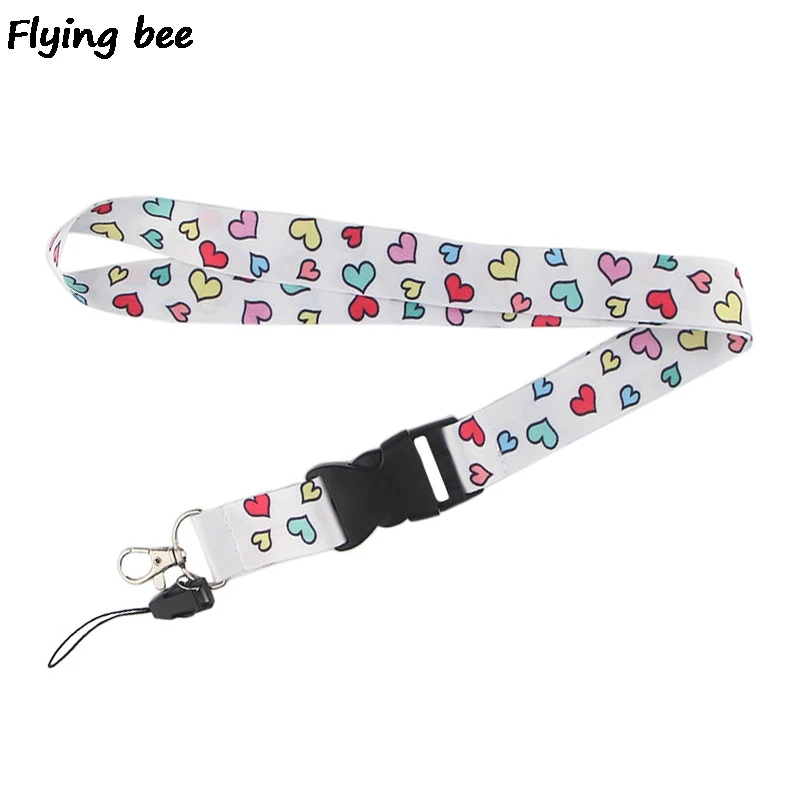 Flyingbee Women fashion cute heart Lanyard Phone Rope Keychains Phone Lanyard for Keys ID Card Cartoon Lanyards X0466