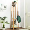 Bamboo Coat Rack Free Standing 2-Shelves Clothing Storage Garment Organizer Stand with 8 Hooks Clothes Poles 55kg Load-bearing f 4