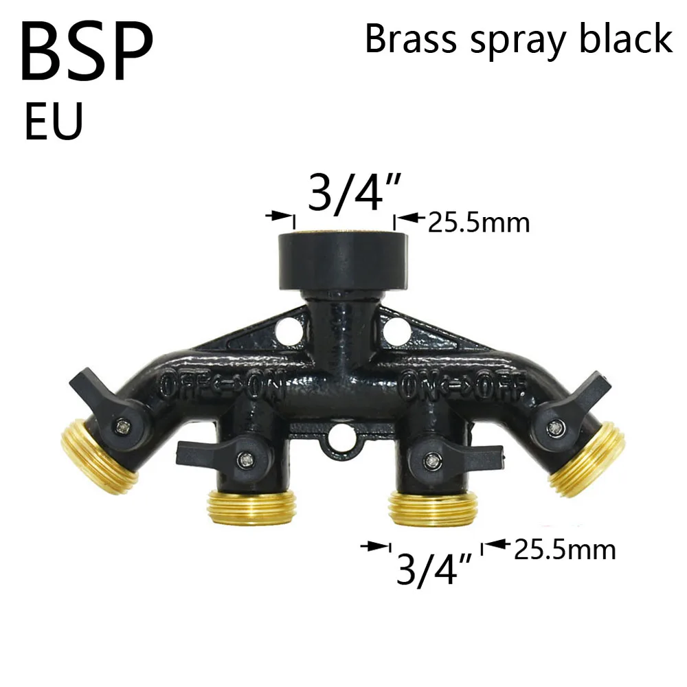 3/4" 2/4-Way Brass Plastic Garden Hose Splitter Y-Type Watering Connector Garden Tap For Outdoor Tap and Faucet