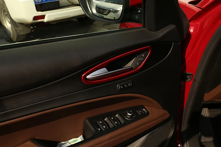 Красные накладки для межкомнатных дверей из углеродного волокна для Alfa Romeo Stelvio аксессуары 4 шт