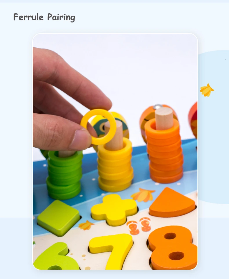4 в 1 Монтессори Деревянные игрушки головоломки рыболовные игрушки Цифровой формы познание Математика Обучающие Развивающие для детей подарок