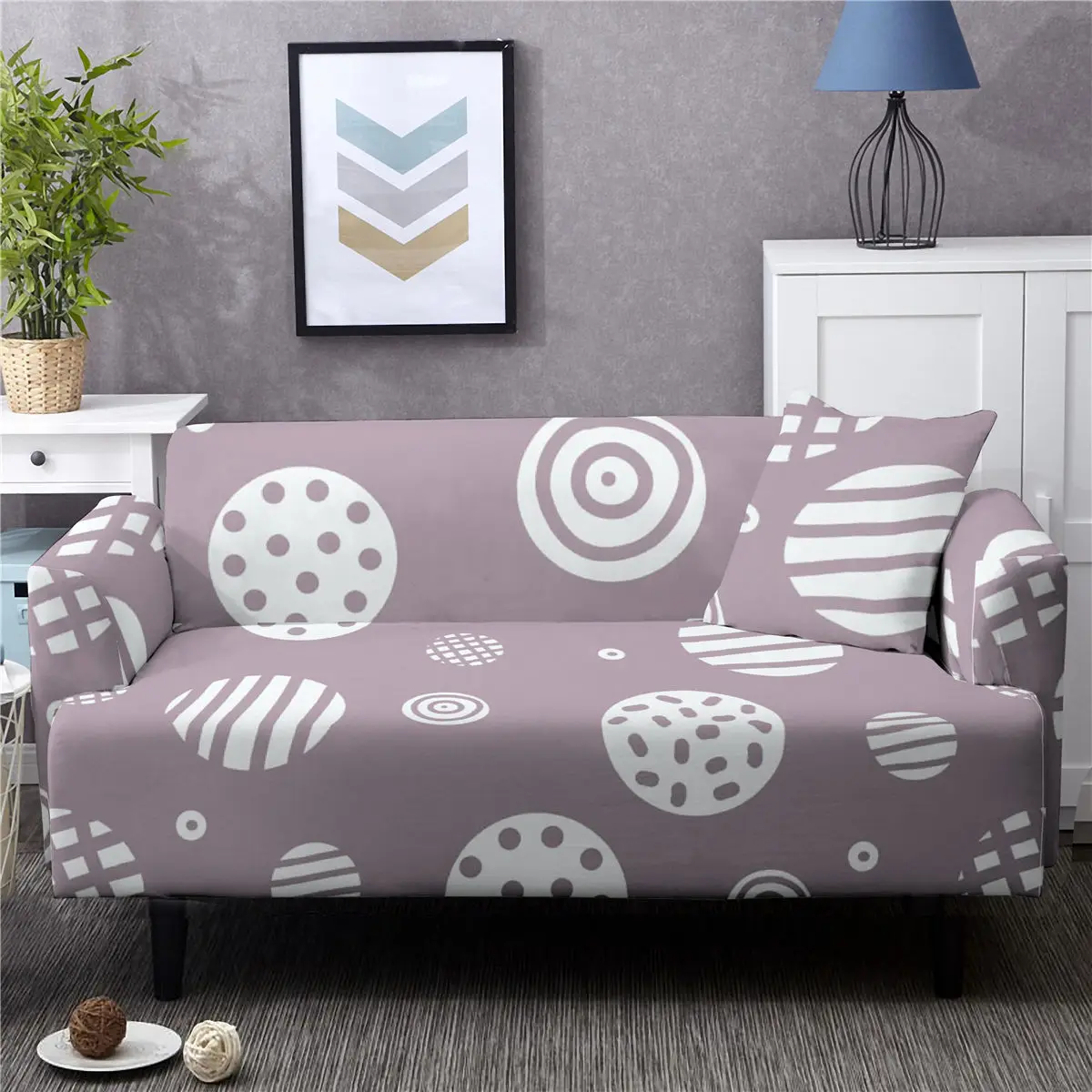 Boniu 1/2/3/4-seater платье волнистое Платье с принтом в горошек диван крышка M L XL XXL XXXL XXXXL-фасонный чехол стрейч протектор мебели полиэстер диванные покрывала