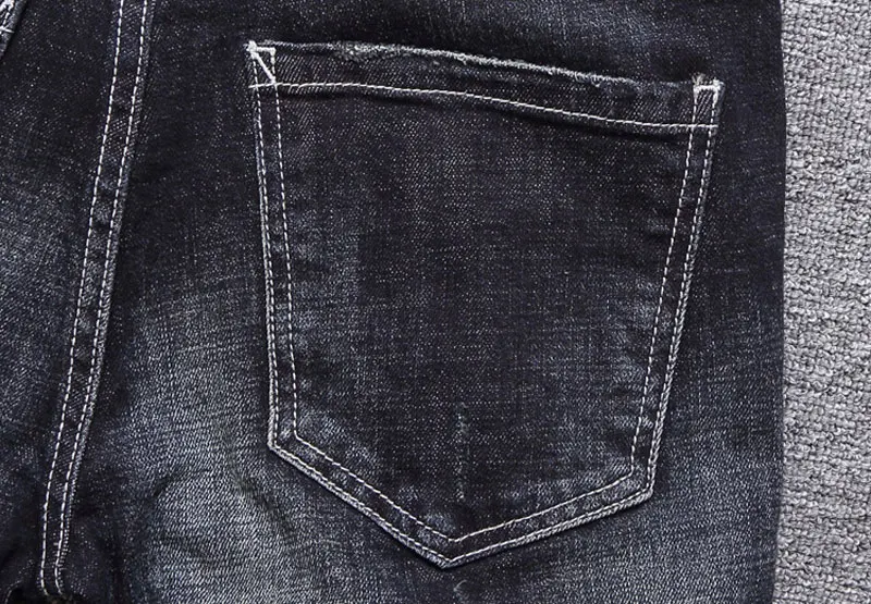 Аппликации стиль дизайнерские мужские джинсы мода уличная синий цвет Slim Fit пуговицы классические джинсы мужские брюки
