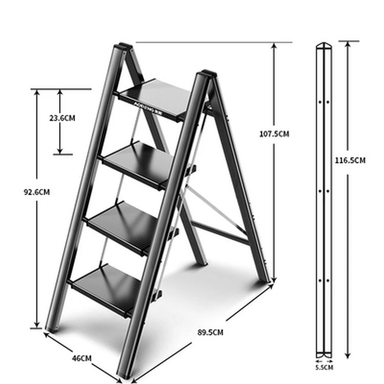 Multifunctional 4-step folding ladder aluminum alloy herringbone ladder telescopic ladder portable step stool shelf ladder light kidde smoke and carbon monoxide