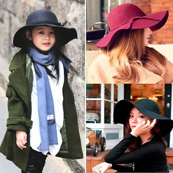 

Felt Hat Adjustable Fashion 52cm Wool Travel Hats Children'S Cap Sun Hat Ladies Hat