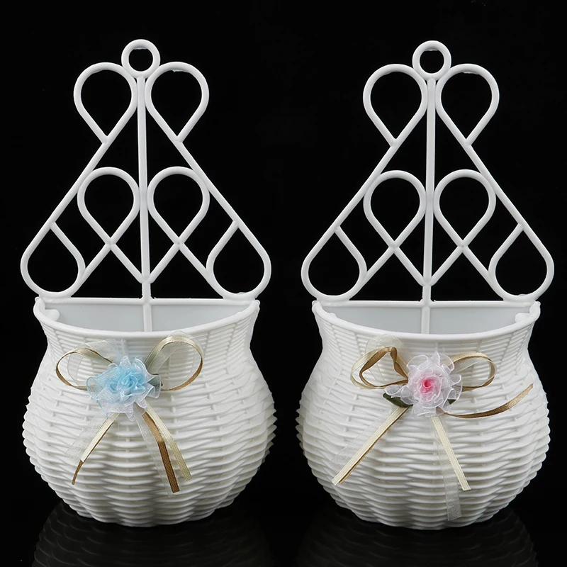Hanging flower basket Garden Party Handmade DIY Vase Sundries Organizer Wall Hanging Artificial Rattan Home Decor Pots