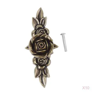 

10Pieces Cupboard Cabinet Drawer Furniture Antique Bronze Pull Handle + Screws
