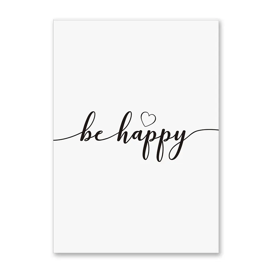 Вдохновляющая жизнь Цитата принты плакаты Be Happy буквы холст живопись Современные настенные картины для гостиной спальни домашний декор - Цвет: YCL90111-B