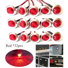 

32Pcs 3/4 Inch Round 12v Mini Signal Side Marker Indicators Led Clearance Bullet Lights for Truck Trailer Bus Boat RV Lorry Car