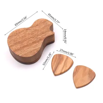 

3pcs/set Wooden Guitar Pick Box with 2 Picks Paddle Wood Container for Guitarist