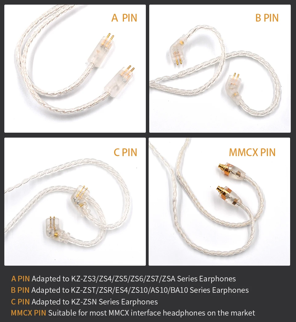 AK KZ осветительная подставка с зарядным устройством 2Pin/разъем MMCX покрытый серебром кабель для KZ ZS5/ZS6/AS16/ED16/ZST/ES4/AS12/ZS10/AS10/ZSN Pro/ZSX