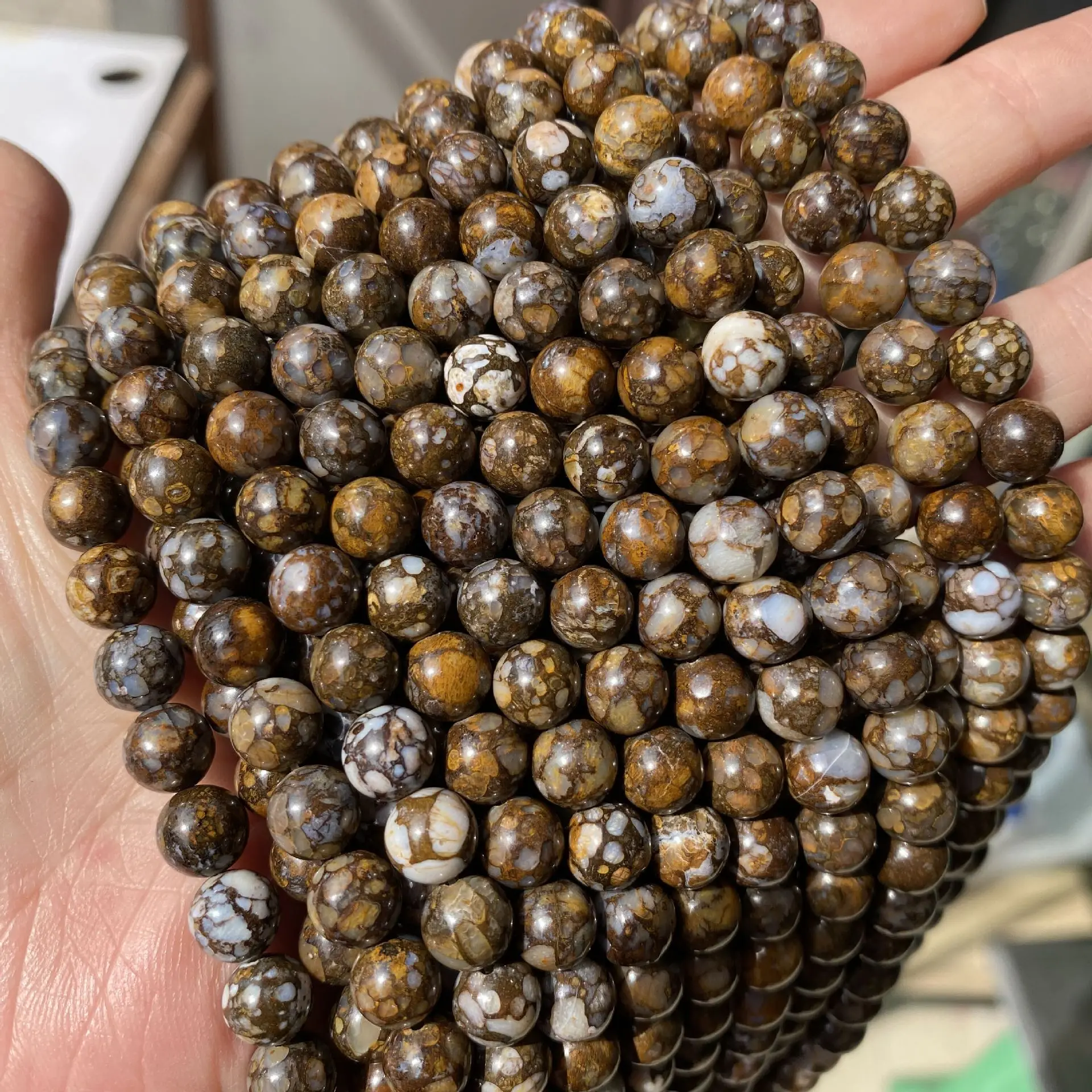 Pietra Naturale Allentato Rotondo 6/8/10 Millimetri Perline Marrone Caffè Boulder Di Fuoco Del Merletto Opal Perline Di Pietra
