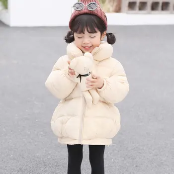 

New Children's Down Padded Outwear with Toy Cotton Jacket Girls Thick Warm Padded Girls Down Coat