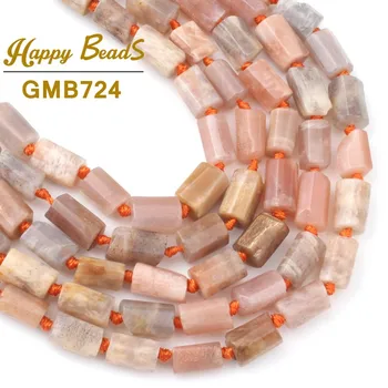 

Natural Faceted SunStone Beads Cylinder Loose Spacer Stone Beads For Jewelry Making DIY Earring Charm Bracelet 7.5"Inches 8x11mm