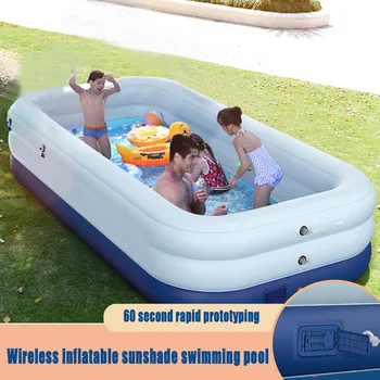 

Inflatable Swimming Pool Family Childrens Kids Baby Large Water Rectangular Fun Inflatable Pool Large Water Play Center Awning
